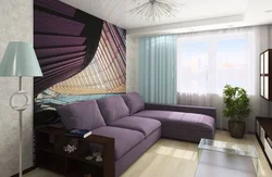 Interior of bedrooms in apartment with sofa