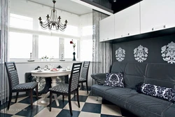 Interior Kitchen Living Room Black And White