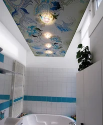Рисунок натяжного потолка в ванной фото