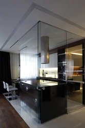 Kitchen behind a glass partition photo