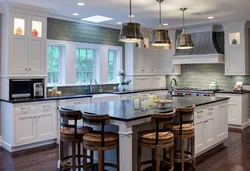 Kitchens for a country house with an island photo design
