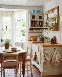 Interior of a small rustic kitchen