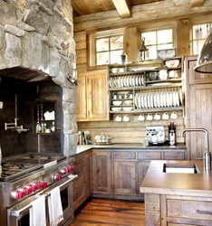 Interior of a small rustic kitchen