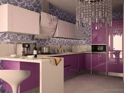 Wallpaper for lilac kitchen photo
