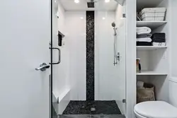 White and black bathrooms with shower photo