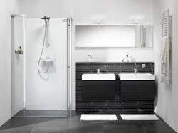 White And Black Bathrooms With Shower Photo