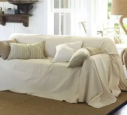 Қонақ бөлмесінің интерьеріндегі дивандағы көрпе фото