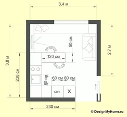 Mətbəx 11 kv m layout dizayn