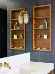 Cabinets shelves for bathroom photo