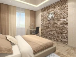 Bedroom interior with decorative stone
