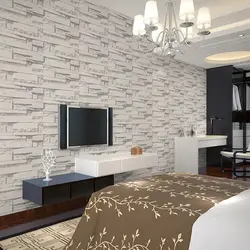 Bedroom interior with decorative stone