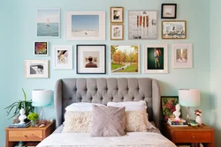 How to arrange photos in the bedroom