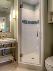 Bathroom design without a bathtub but with a shower corner photo