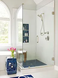 Bathroom design without a bathtub but with a shower corner photo