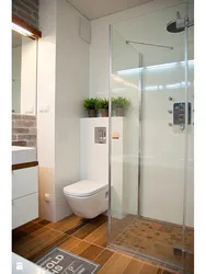 Bathroom design without a bathtub but with a shower corner photo