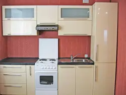 Straight Kitchen 6 Meters And Refrigerator Photo