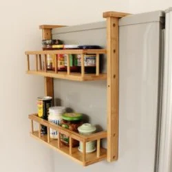 Wooden kitchen shelf photo