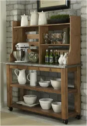 Wooden kitchen shelf photo