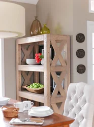 Wooden kitchen shelf photo