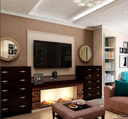Гостиная коричневая мебель фото