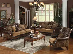 Living room brown furniture photo