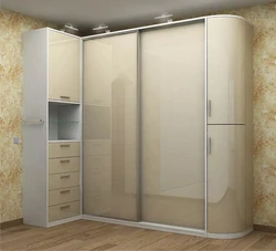 Spacious wardrobe in the bedroom with photo