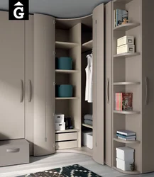 Spacious wardrobe in the bedroom with photo