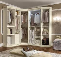 Spacious wardrobe in the bedroom with photo