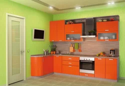 Кухонный Гарнитур Оранжевый В Интерьере Кухни