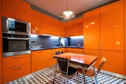 Orange Kitchen Set In The Kitchen Interior
