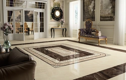 Living room floor design made of porcelain stoneware
