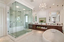 Glass bathroom interior