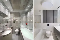 Потолок натяжной дизайн освещение ванная комната