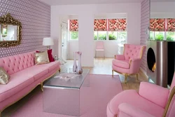 Pink Wallpaper In The Living Room Interior