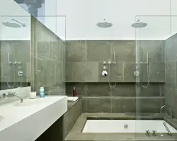 Ванна бөлмесінің дизайны шыныдан жасалған ванна бөлімі