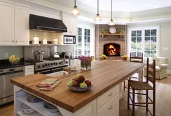 Interior kitchen fireplace