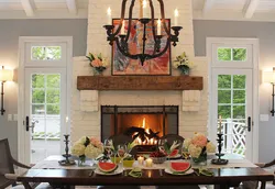 Interior kitchen fireplace