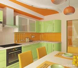 Orange kitchen in the interior with what color