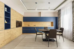 Kitchen wood with blue photo