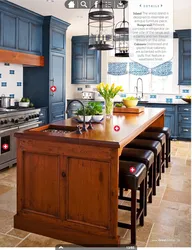 Kitchen wood with blue photo