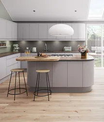 Kitchen Design In Gray Tones With Wood
