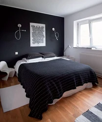 Спальня с черными обоями дизайн фото