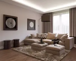 Combination of gray and beige in the living room interior