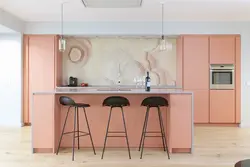 Kitchen design in peach color