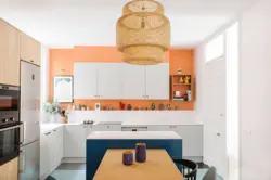 Kitchen design in peach color