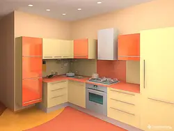 Дызайн кухні ў персікавым колеры