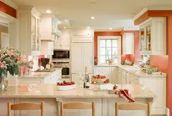 Дизайн кухни в персиковом цвете