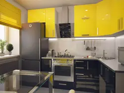 Шэра жоўты інтэр'ер кухні