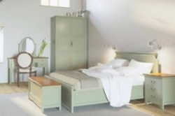 Pistachio furniture in the bedroom interior