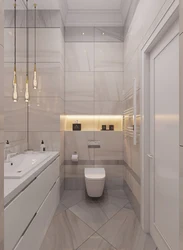 Ochiq rangdagi tualet plitkalari bilan hammom dizayni